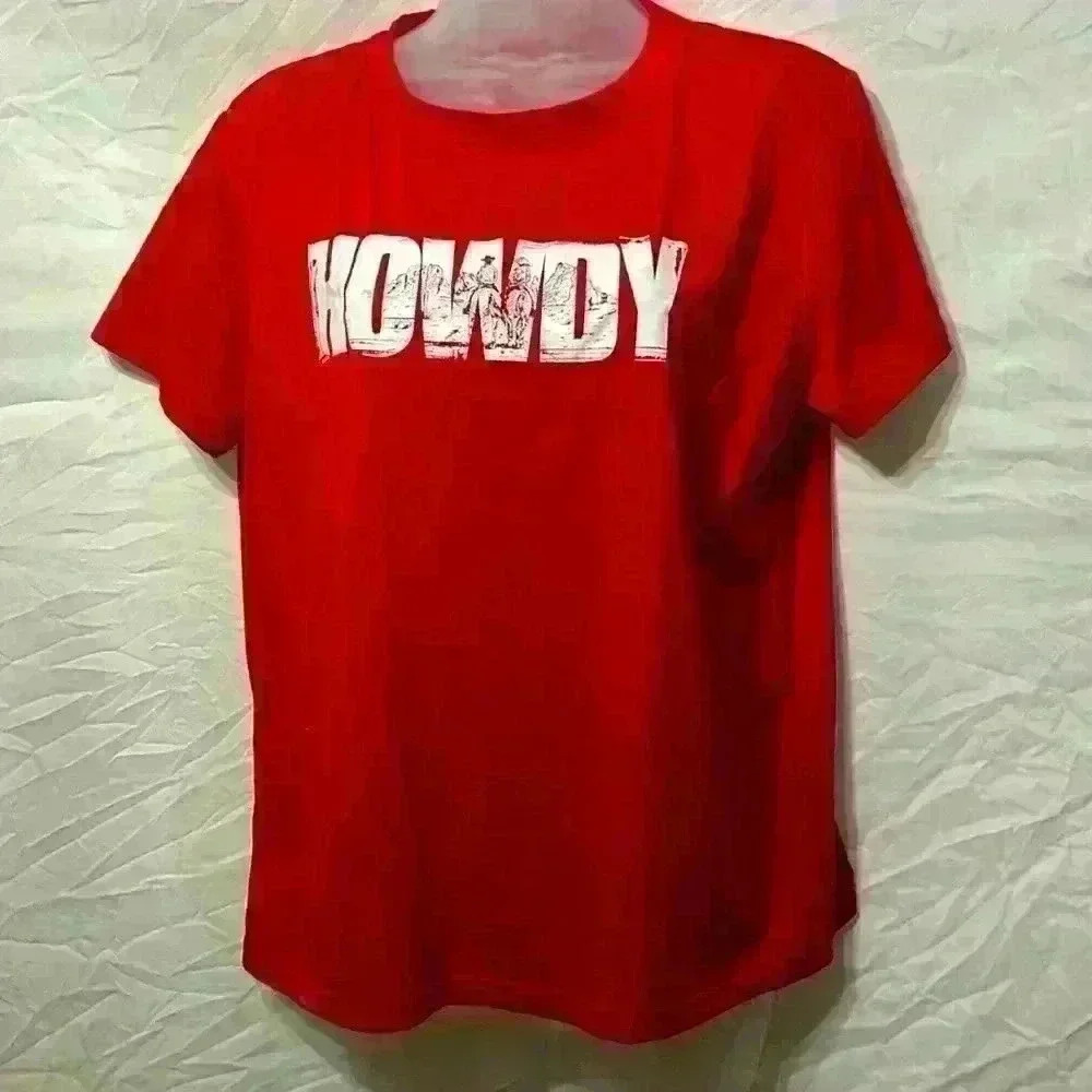 Howdy Cowboy Scene Red Size Xlg by‎ SHEIN